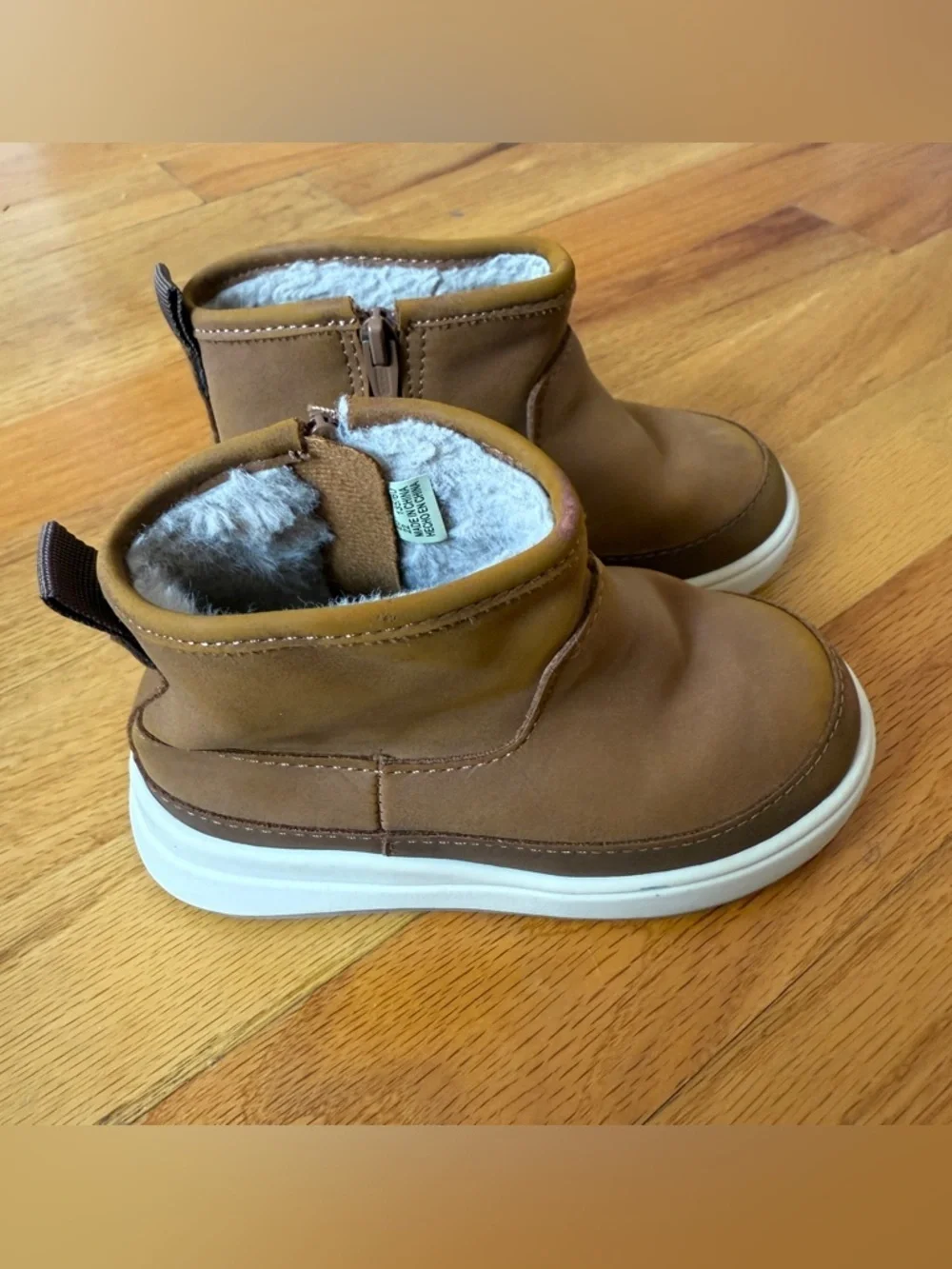 ZARA Unisex Toddler’s Brown Faux Fur Lined Zip Up Boots Size 6